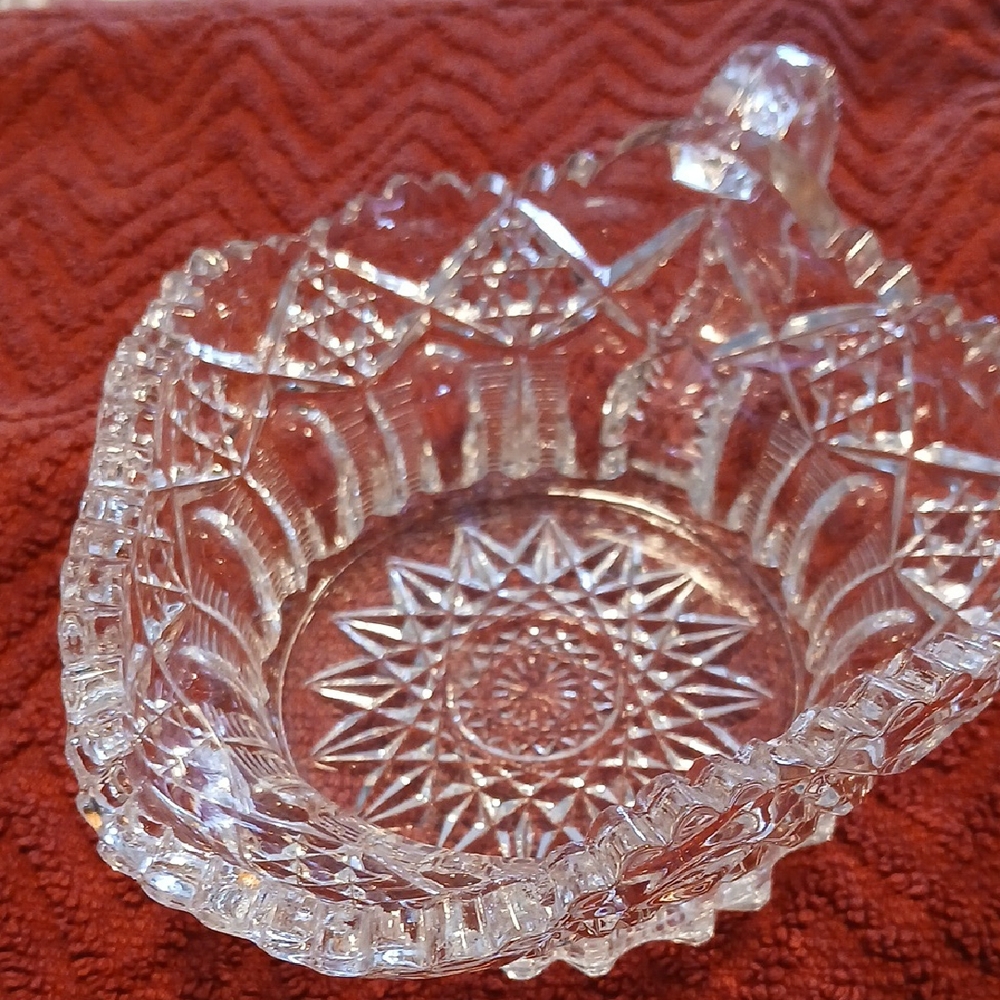Elegant Vintage Clear Pressed Glass Decorative Bowl